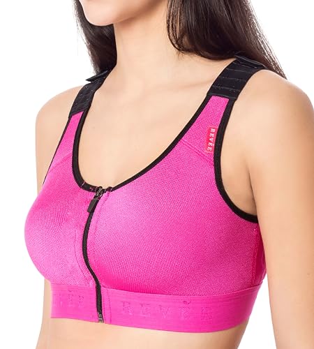Revée Elodie - Postoperativer Kompressions BH, Kompressions BH nach Brust Op, Mit frontaler Öffnung, Geeignet für Brustvergrößerung - verkleinerung, Mastopexie, Onkoplastik Fuchsie von Revée