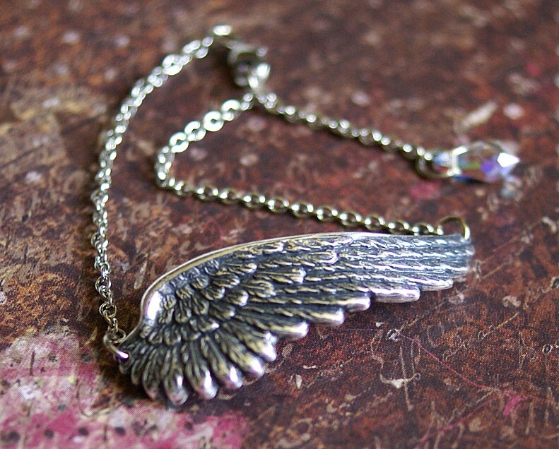 Angel Wing Anklet-Silber Flügel Knöchel Armband-Engel Schmuck-Silber Engel Anhänger-Swarovski Kristall Schmuck-Knöchel Schmuck-Pretty Geschenk von RevelleRoseJewelry