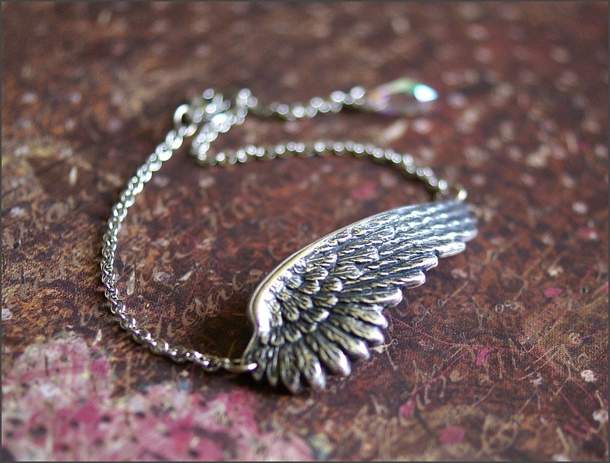 Engel Flügel Armband Flügel Anhänger Schmuck, Engelsflügel Silber, Silber Armband, Feder Glaube, Remembrace, Geschenk Für Sie von RevelleRoseJewelry