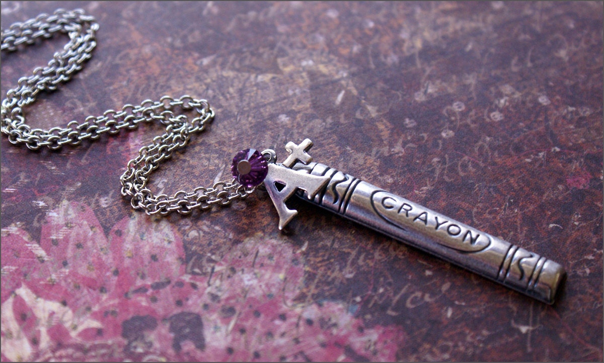 Lehrer Charm Halskette -Buntstift Anhänger, Swarovski Kristall, A Plus Charm - Lehrer Wertschätzung, Beste Geschenk Von Revellerosejewelry von RevelleRoseJewelry