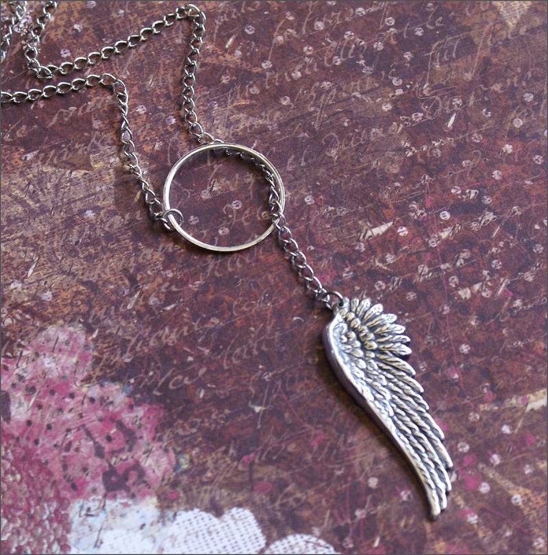 Silber Y Halskette, Lariat Engel Flügel Schmuck, Tropfen Anhänger, Geschenk Für Sie von RevelleRoseJewelry