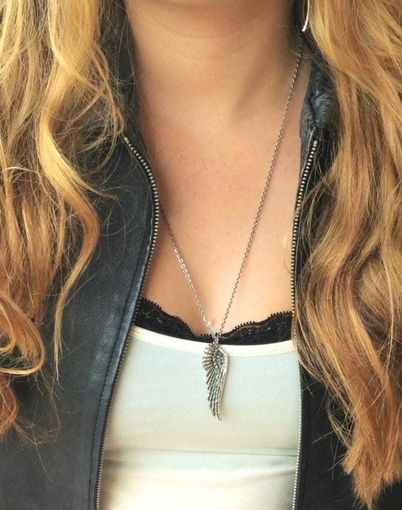 Engelsflügel Anhänger Schmuck, Silber Anhänger, Große Flügel Halskette, Glaube Erinnerung Religiös von RevelleRoseJewelry