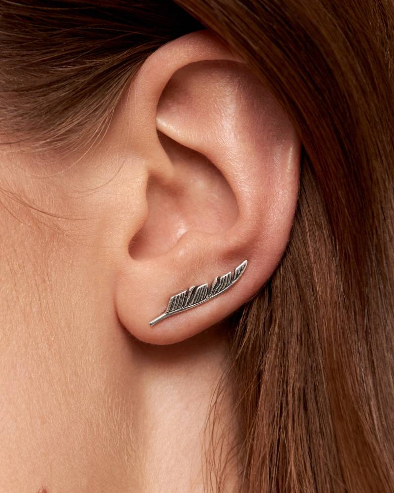 Feder Ohrringe Sterling Silber Ohrmanschette Blatt Boho Ohr Kletterer Wickeln Schmuck Geschenk Für Sie - Fes021 von Revelmy