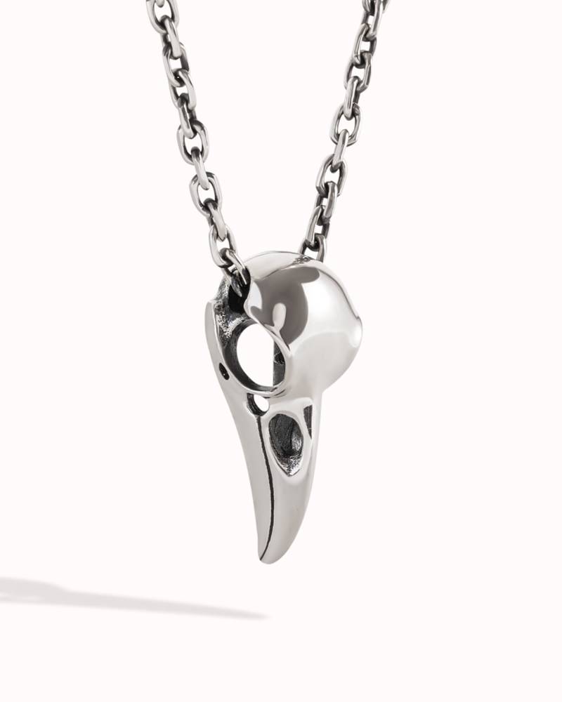 Silber Raben Schädel Halskette Vogel Schmuck Gothic Anhänger Goth & Steampunk Geschenk Für Ihn Bestes Weihnachtsgeschenk - Fpe005 von Revelmy
