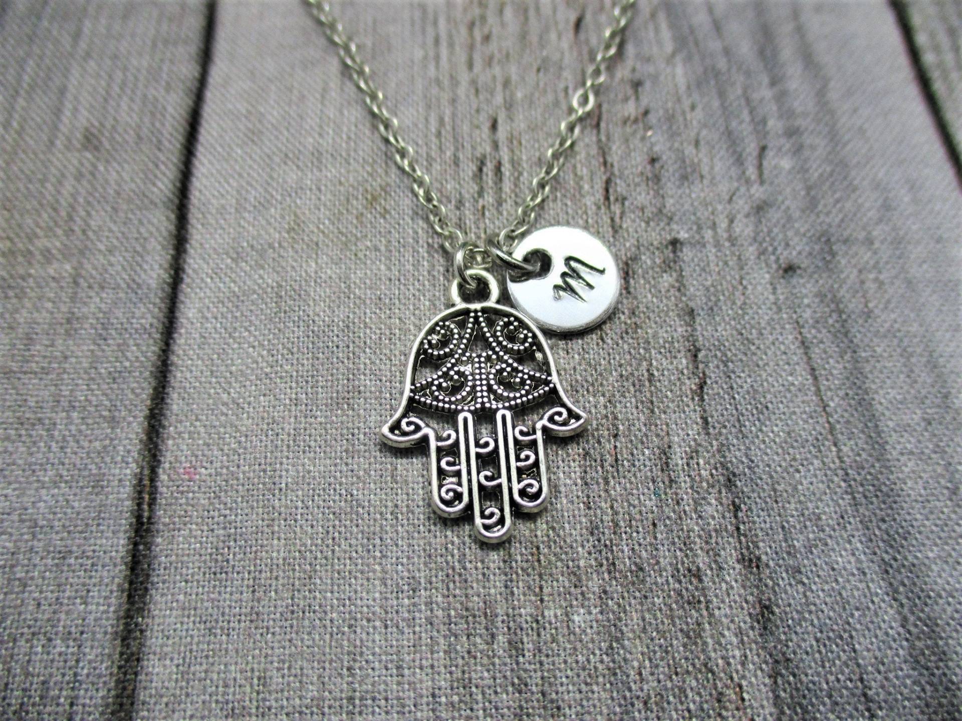 Hamsa Halskette Hand Personalisierte Buchstaben Initiale Gottes Geschenke Für Sie Schmuck von RevelryJewelry