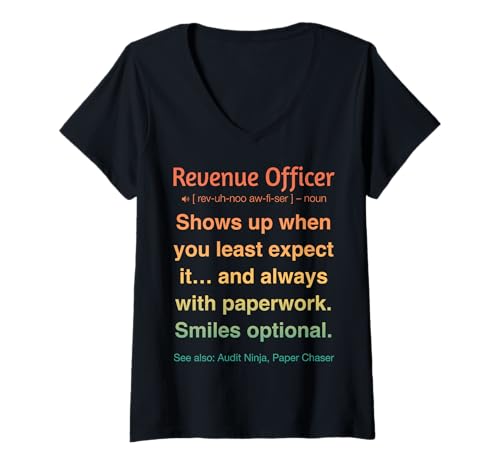 Damen Finanzbeauftragter T-Shirt mit V-Ausschnitt von Revenue Officer Tees & Gifts
