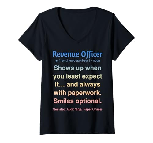 Damen Finanzbeauftragter T-Shirt mit V-Ausschnitt von Revenue Officer Tees & Gifts
