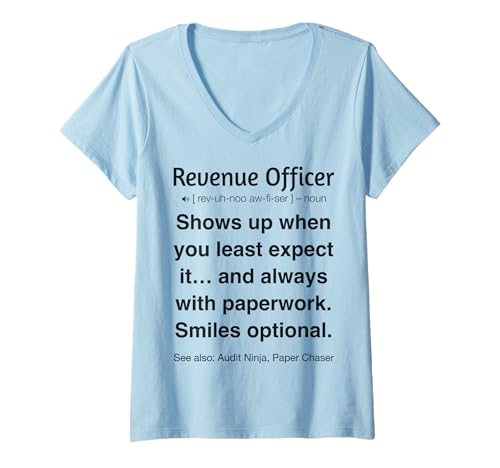 Damen Finanzbeauftragter T-Shirt mit V-Ausschnitt von Revenue Officer Tees & Gifts