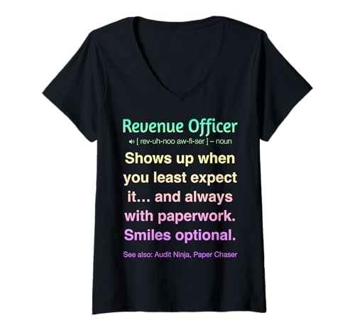 Damen Finanzbeauftragter T-Shirt mit V-Ausschnitt von Revenue Officer Tees & Gifts