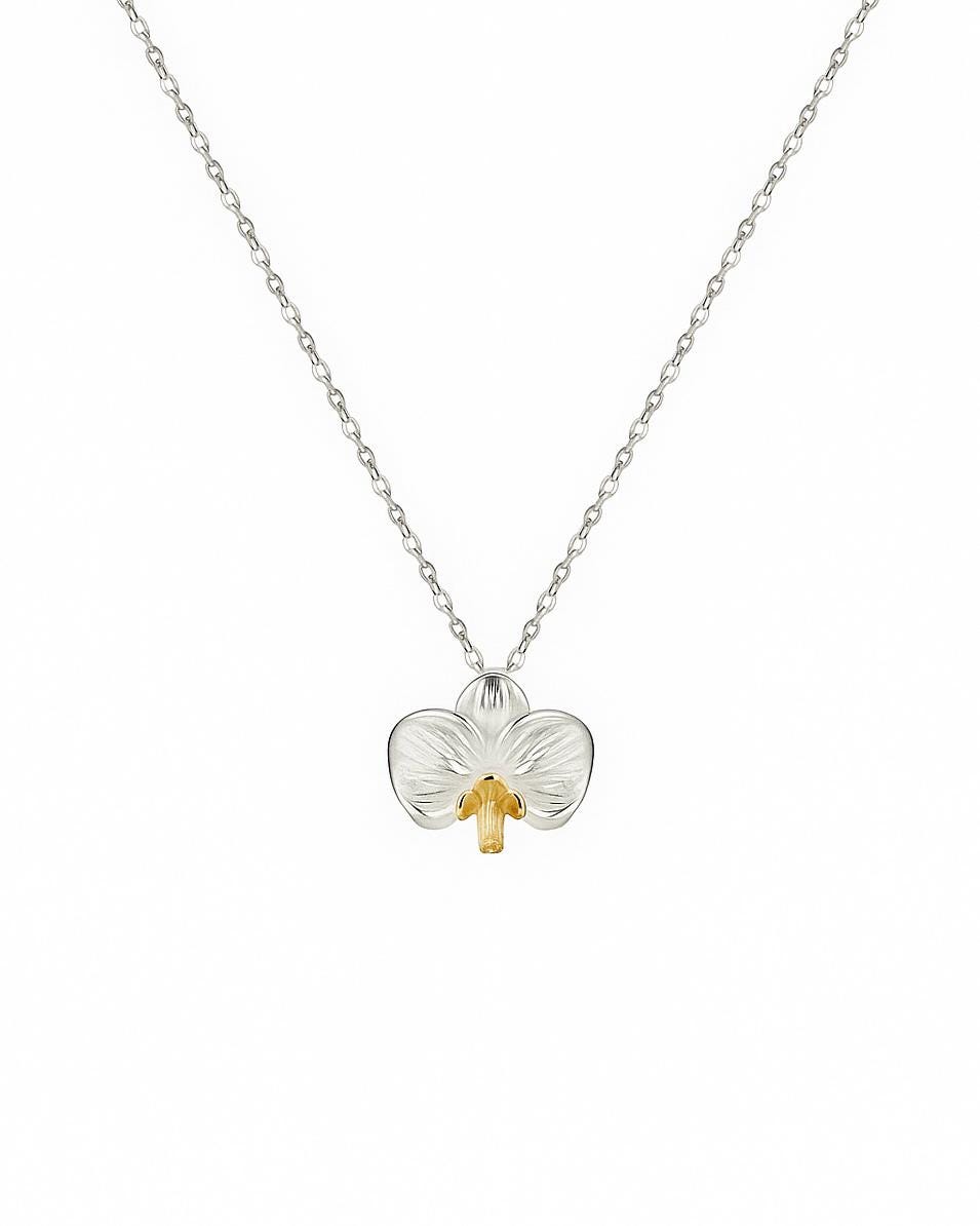 Halskette +Orchidee+ Aus Silber 925 & Vergoldet von Reveurjewel