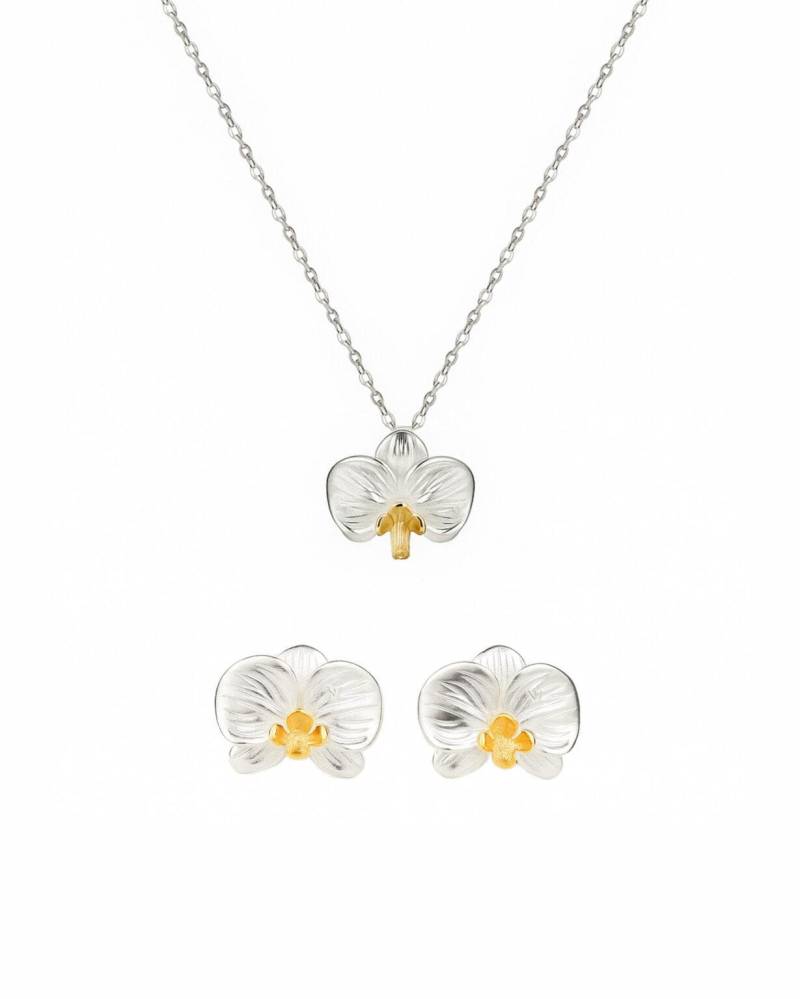 Silber 925 & Vergoldet Set Orchidee von Reveurjewel