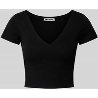Review Cropped T-Shirt mit V-Ausschnitt in Black, Größe XL von Review