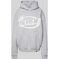 Review Hoodie mit Label-Print in Hellgrau Melange, Größe M von Review