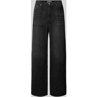 Review Jeans mit weitem Bein in unifarbenem Design in Black, Größe 30 von Review