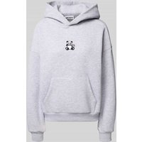 Review Oversized Hoodie mit Motiv-Stitching in Hellgrau Melange, Größe XL von Review