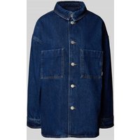Review Oversized Jeansjacke aus reiner Baumwolle mit Brusttaschen in Dunkelblau, Größe XS von Review