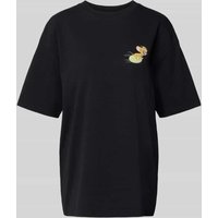 Review Oversized T-Shirt mit Motiv-Print in Black, Größe L von Review