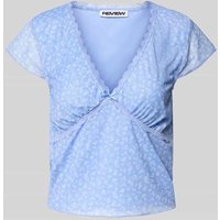 Review T-Shirt mit Spitzenbesatz in Bleu, Größe L von Review