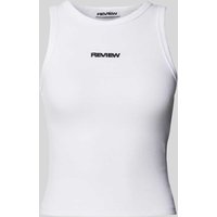 Review Tanktop mit gerippten Abschlüssen in Weiss, Größe L von Review
