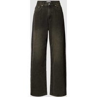 Review Wide Leg Jeans mit Label-Patch in Dunkelbraun, Größe 28 von Review