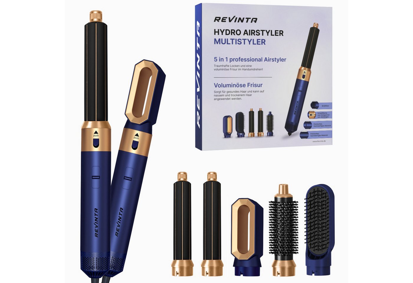 Revinta Multihaarstyler Lockenstab 5-in-1 Hairstyler Lockenstäbe Set, Negativ Ionen von Revinta