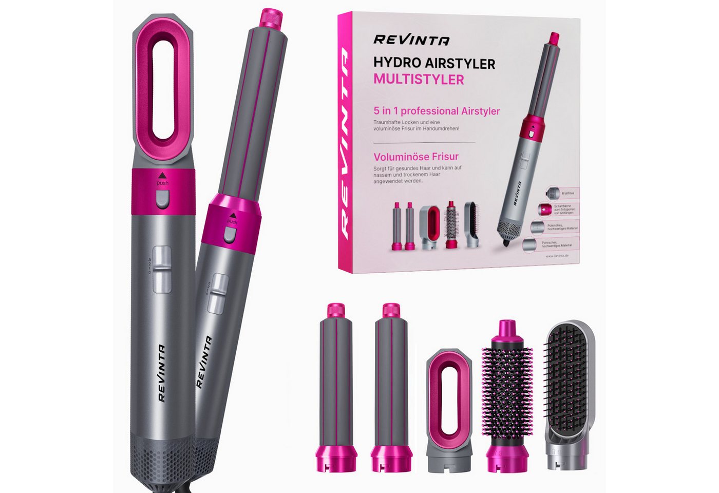 Revinta Multihaarstyler Lockenstab 5-in-1 Hairstyler Lockenstäbe Set, Negativ Ionen von Revinta