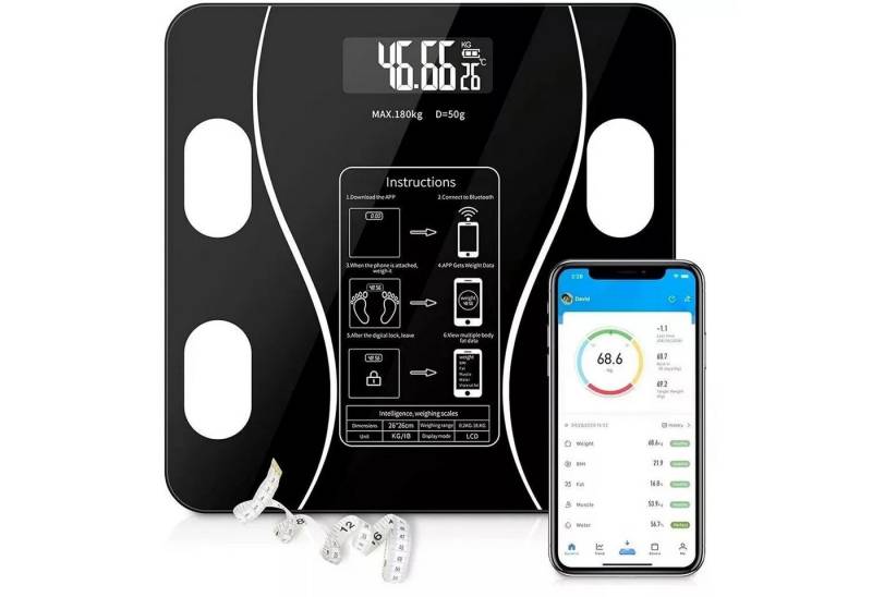 Revinta Personenwaage Körper Waage digital Display Bluetooth mit APP 180Kg Personenwaage von Revinta