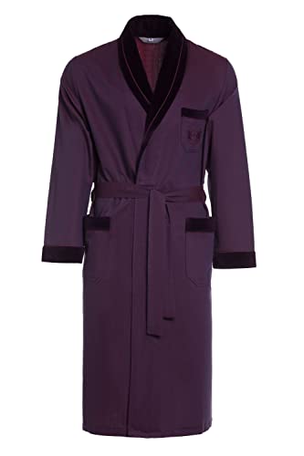 Herren Morgenmantel RE-505-100% Baumwolle - Leicht und dünn – Elegant – Weinrote 1047 – Gr L von R Revise