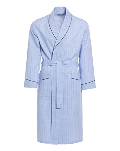 Herren Morgenmantel RE-506-100% Baumwolle - Leicht und dünn – Elegant – Blau 1214 – Gr 4XL von R Revise