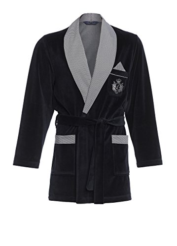 Revise Kurzer Morgenmantel für Herren RE-111 Velour Bademantel - Dunkelblau C1 - Gr. XL Revise Kurzer Morgenmantel für Herren RE-111 Velour Bademantel - Dunkelblau C1 - Gr. XL von R Revise