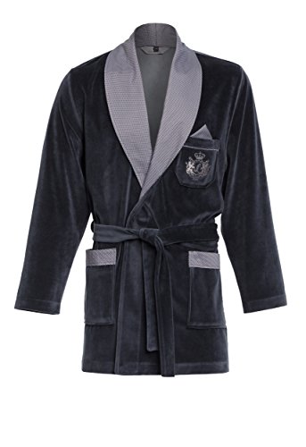 Revise Kurzer Morgenmantel für Herren RE-111 Velour Bademantel - Graphite C1 - Gr. 3XL von R Revise