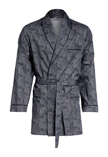 Herren Morgenmantel – kurz – Bademantel Revise RE-509 - Elegant - 100% Baumwolle – Schwarz mit Muster L von R Revise