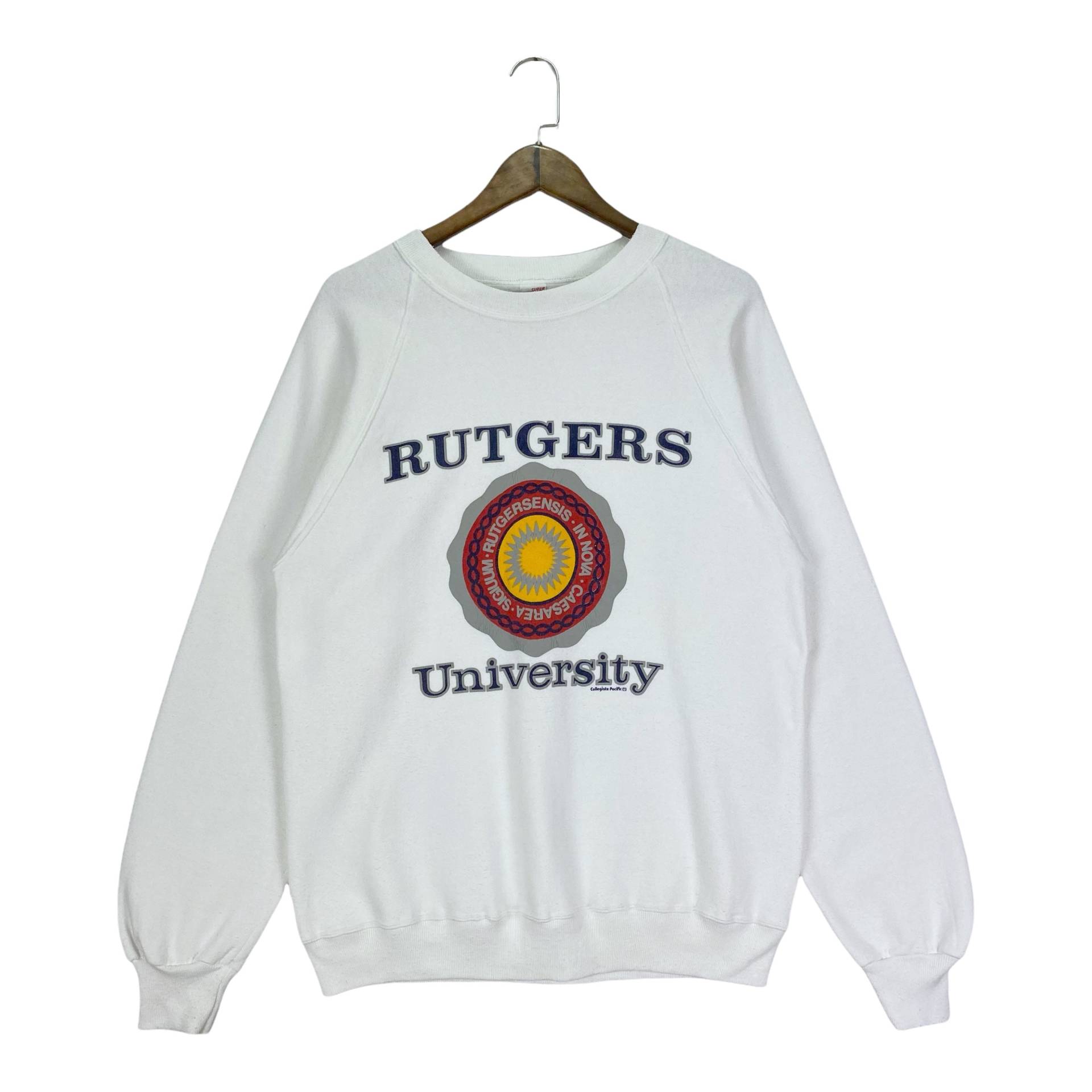 Vintage 80Er Jahre Rutgers Universität Sweatshirt Crewneck Big Logo Made in Usa Pullover Größe L von RevivalModeWarehaus