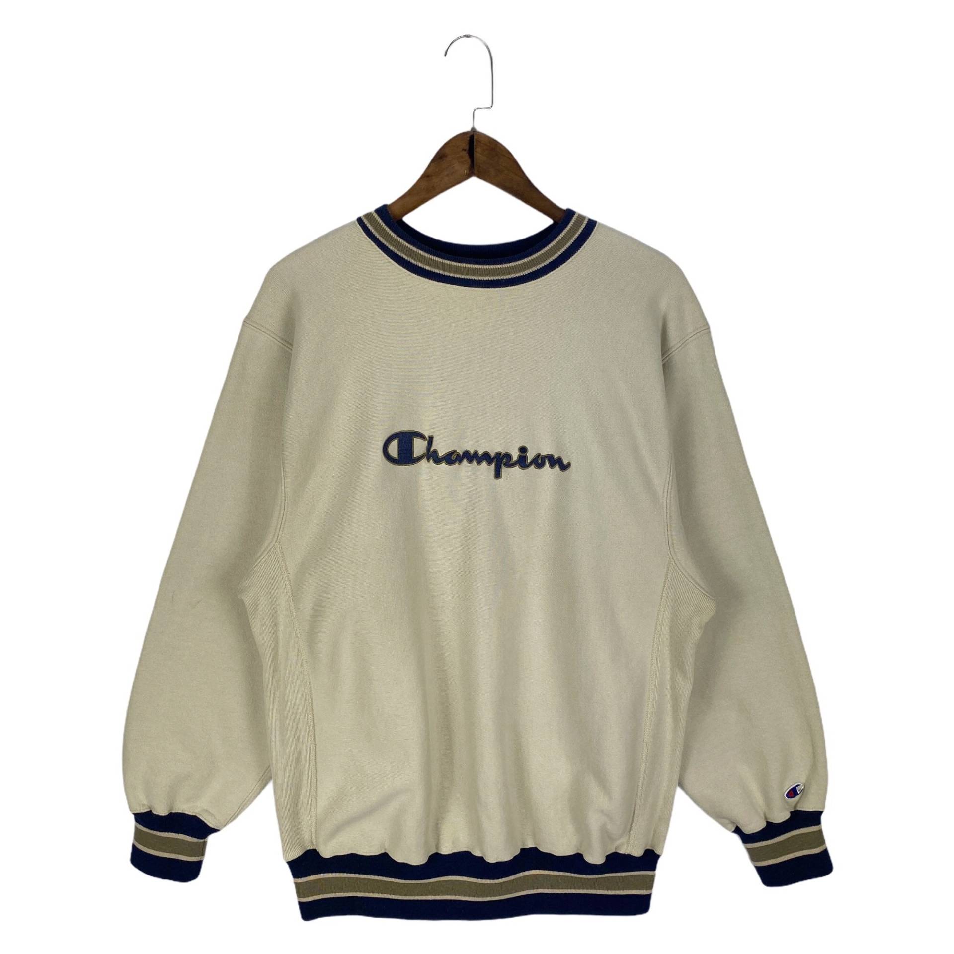 Vintage 90Er Jahre Champion Reverse Weave Crewneck Sweatshirt Große Logo Stickerei Ausgezeichneter Zustand Pullover Größe Xl von RevivalModeWarehaus