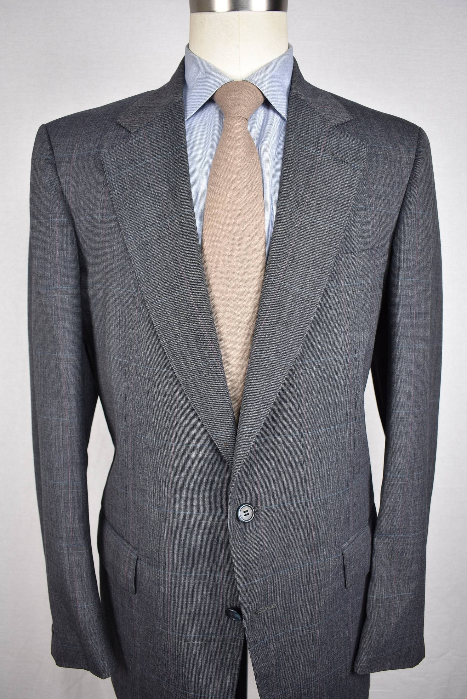 Cricketeer Grau Fensterscheibe Check Kammgarnwolle Zwei Knopf Stück Anzug Sz 42L von ReviveClothiers