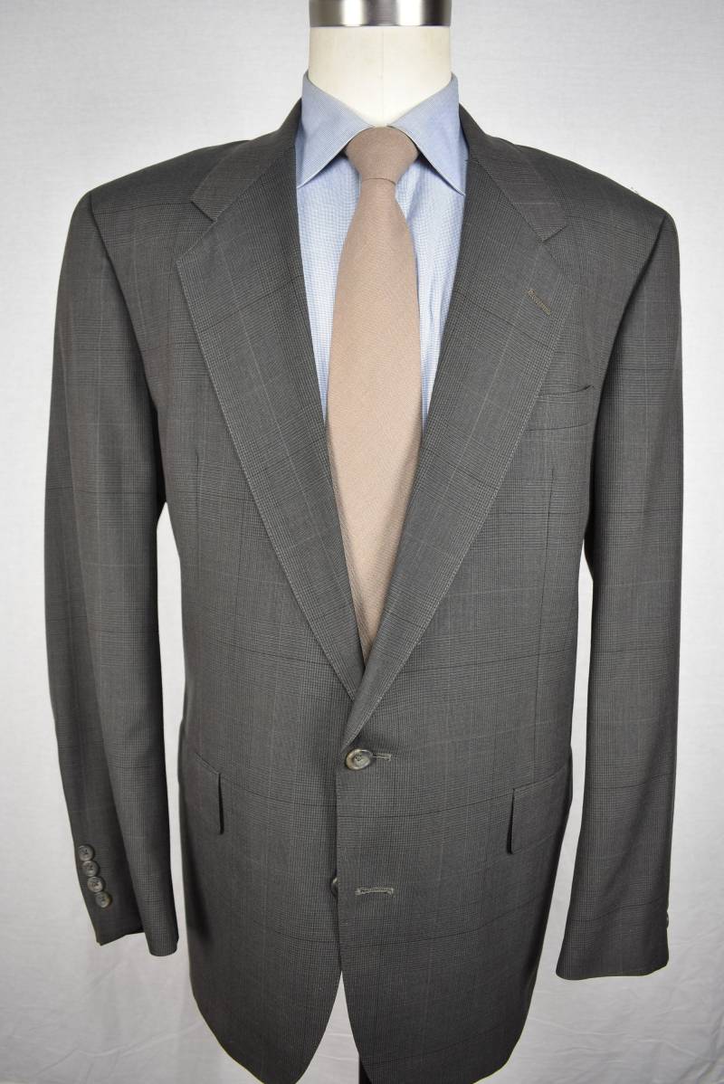 Hart Schaffner Marx Grau Glen Check Kammgarnwolle Zwei Knopf Pc Anzug Sz 44L von ReviveClothiers