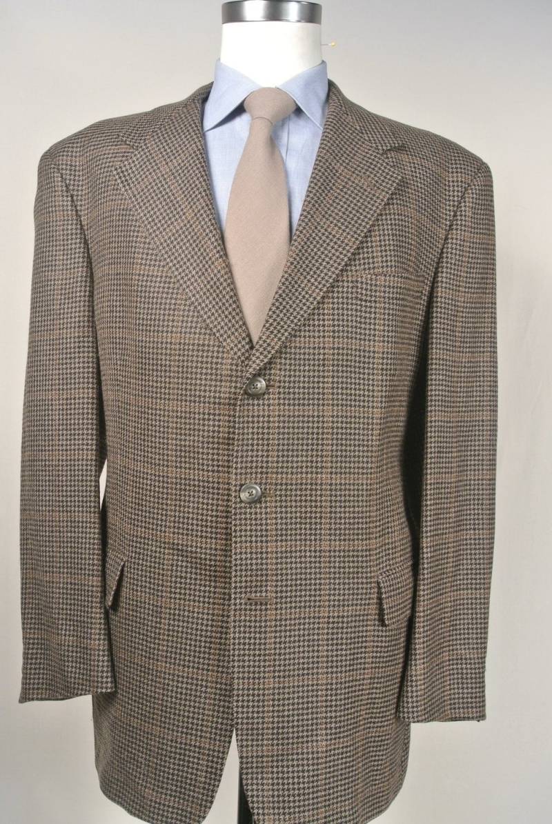 Hart Schaffner Marx Schwarz/Rote Wolle Hahnentritt Drei Knopf Sport Mantel Herrengröße 42R von ReviveClothiers