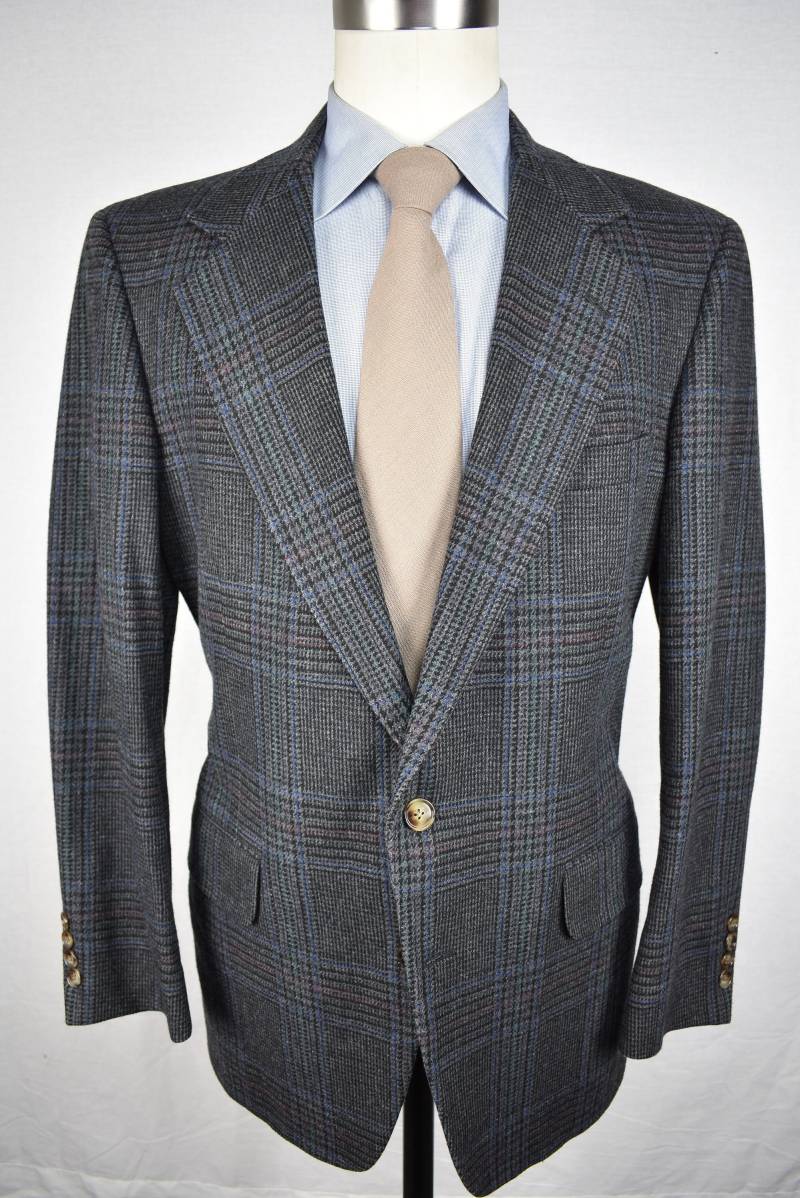 Warren Sewell Dunkelgrau Glen Plaid Wolle Sportmantel Mit Zwei Knöpfen Größe 42R von ReviveClothiers