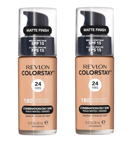 2 x Revlon Colorstay Pump 24HR Make Up SPF15 Comb/Oily Skin 30 ml – Sandbeige von Revlon