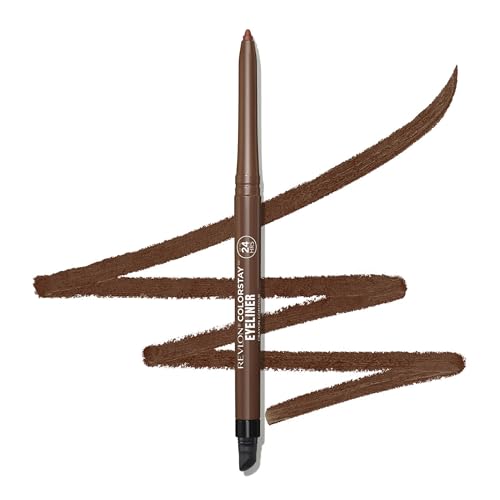 Revlon ColorStay Eyeliner Pencil, Nicht Übertragender und Wasserfester Eyeliner-Stift, Braun, Integrierter Anspitzer und Schwamm, 203 Brown, 0.28 g von Revlon