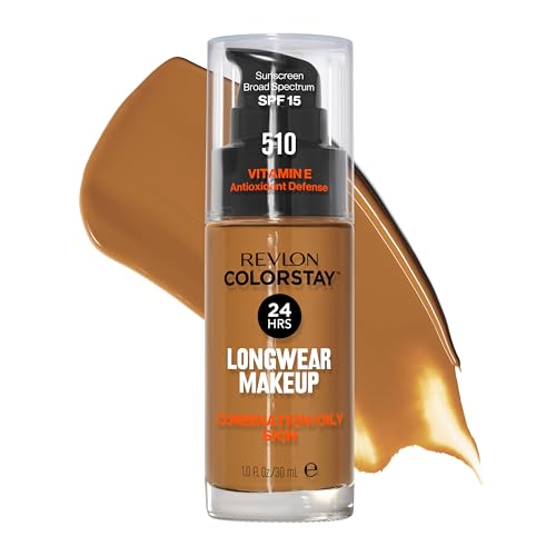 Revlon ColorStay Liquid Foundation Make-up für Mischung/fettige Haut LSF 15, Longwear Medium Full Coverage mit mattem Finish, Pekan (510), 1 oz von Revlon