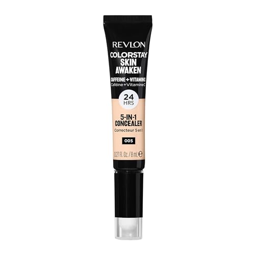 Revlon ColorStay Skin Awaken 5-in-1 Concealer, leichtes, cremiges, langanhaltendes Face Makeup mit Koffein & Vitamin C, für Unreinheiten, dunkle Augenringe & Rötungen, 005 Fair, 8 ml von Revlon