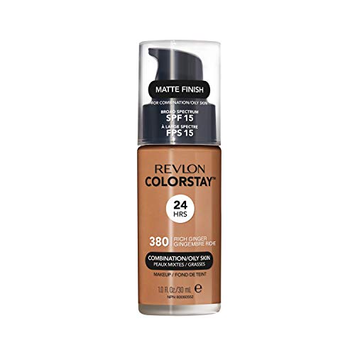 Revlon Colorstay Liquid Foundation Make-up Kombination/fettige Haut LSF 15, langanhaltende mittlere Deckkraft mit mattem Finish, Rich Ginger (380), 30 ml von Revlon