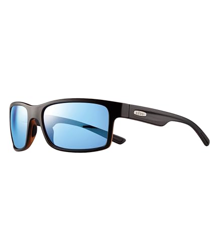 Revo Crawler: Polarized Filters UV, Performance Rectangle Rechteckige Sonnenbrille, mattschwarzer Tortoise-Rahmen mit Blue Water-Linse (RE 1027) von Revo