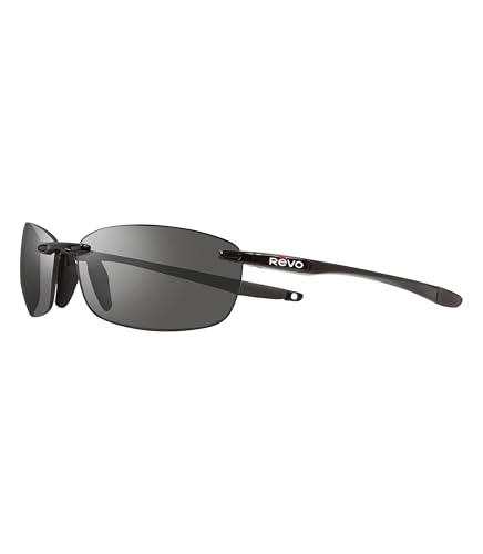 Revo Descend E: Polarized Filters UV, randlose kleine rechteckige rechteckige Sonnenbrille, schwarzer Rahmen mit Graphitgläsern (RE 4060) von Revo