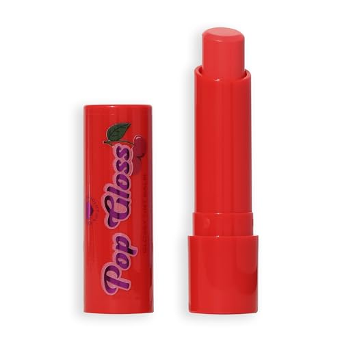 I Heart Revolution Pop Gloss Balm, Feuchtigkeitsspendender Lip Balm mit Glänzendem Finish & Farbiger Note, Vegan & Tierversuchsfrei, Kirsche Rot von Revolution Beauty London