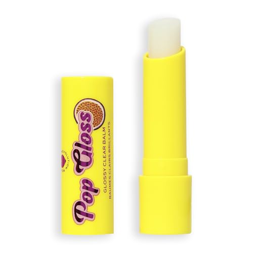 I Heart Revolution Pop Gloss Balm, Feuchtigkeitsspendender Lip Balm mit Glänzendem Finish & Farbiger Note, Vegan & Tierversuchsfrei, Passionsfrucht Klar von Revolution Beauty London
