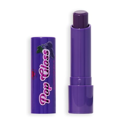 I Heart Revolution Pop Gloss Balm, Feuchtigkeitsspendender Lip Balm mit Glänzendem Finish & Farbiger Note, Vegan & Tierversuchsfrei, Traube Lila von Revolution Beauty London