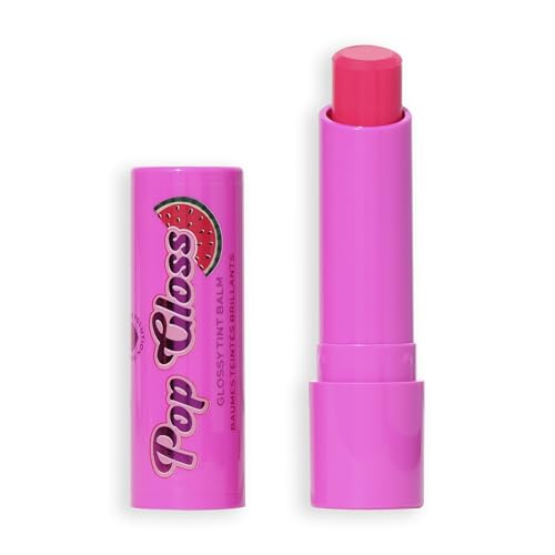 I Heart Revolution Pop Gloss Balm, Feuchtigkeitsspendender Lip Balm mit Glänzendem Finish & Farbiger Note, Vegan & Tierversuchsfrei, Wassermelone Pink von Revolution Beauty London