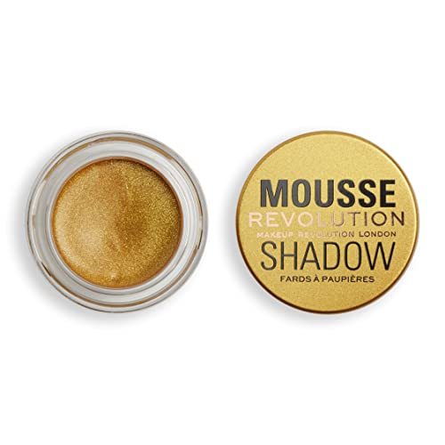 Makeup Revolution Mousse Shadow, cremige Farbe für Wangen & Augen, aufgeschlagene, leichte Formel, Creme-zu-Pulver, Gold, 4g von Revolution Beauty London